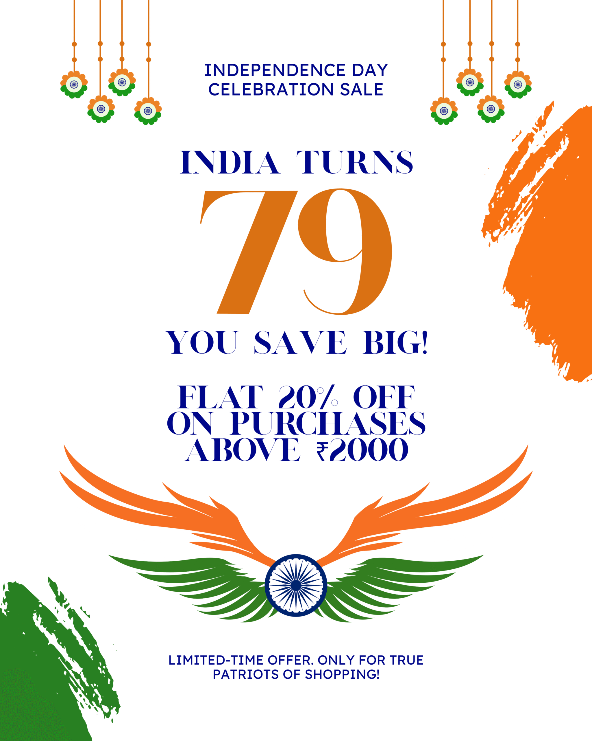 Green Orange and Blue Bold Independence Day Offer Instagram Post